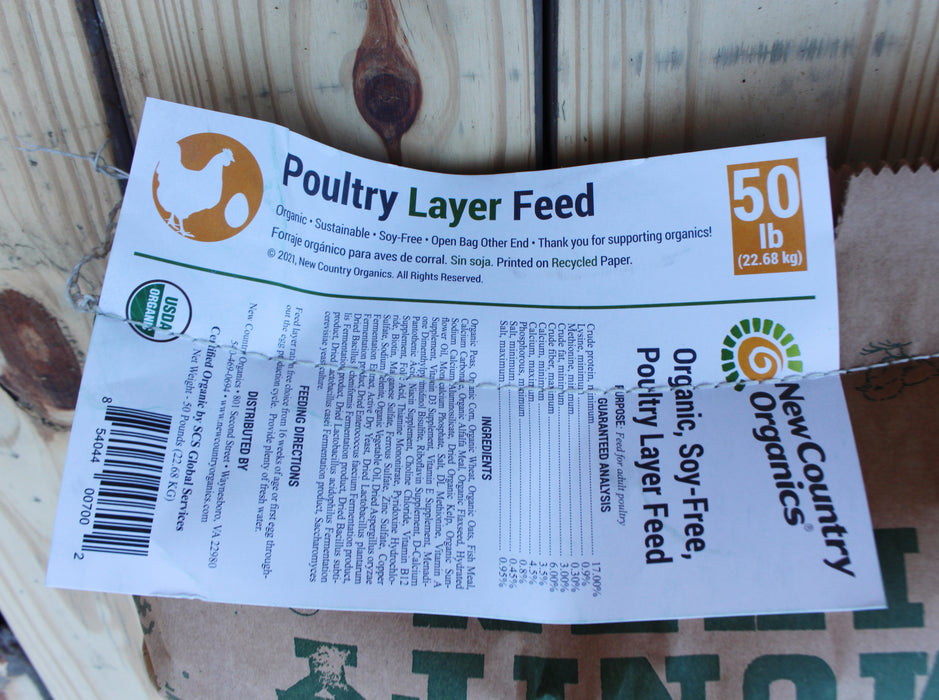 New Country Organics  - Organic Soy-Free Poultry Layer Feed - 50 lb Bag