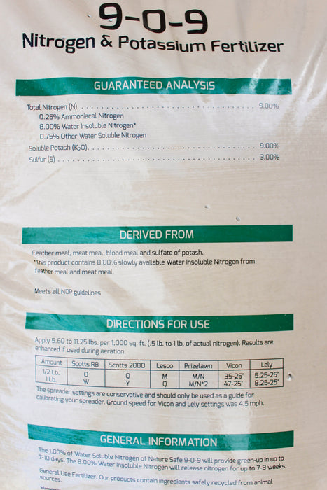 Nature Safe N & K Fertilizer (9-0-9) - 50 lb Bag