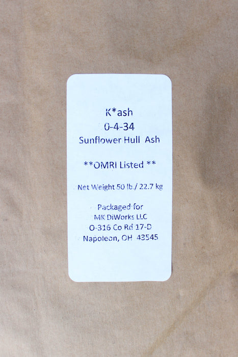 K*ASH - Sunflower Hull Ash (0-4-34) - 50 lb Bag