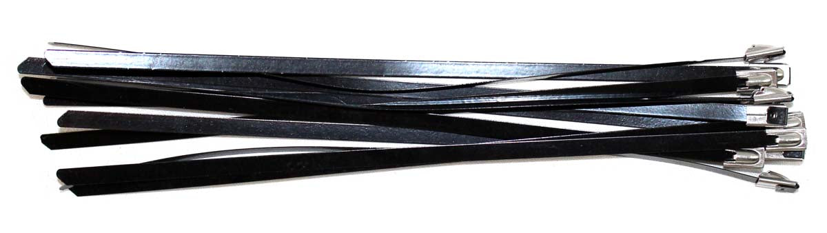 Cable Zip Ties 8" Stainless Steel/Self Locking/Black - 100 Pack