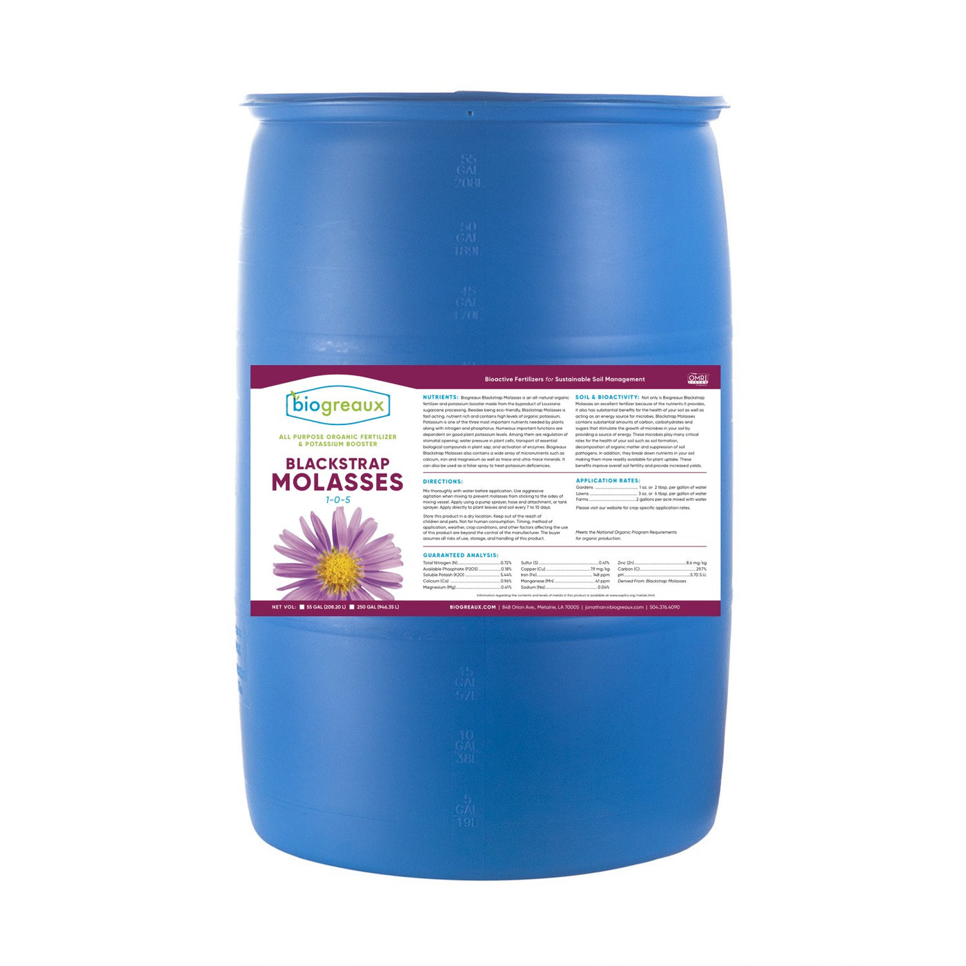 Biogreaux Blackstrap Molasses 55 Gallon Drum (105) — Seven Springs