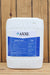 A large white plastic jug of AXXE Broad Spectrum Herbicide with a blue and white label, set against a rustic wooden plank background.