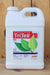 A large white plastic jug of TriTek fungicide, featuring a red and green label, set against a rustic wooden plank background.