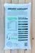 A large white bag of Earthworm Castings Organic Fertilizer lies flat on a light-colored wooden plank surface. The back of the bag features green and black text detailing the product's guaranteed analysis and directions for use, with a small illustration of a fishing line hook and a circular logo near the bottom.