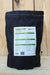 A black stand-up pouch of Mycorrhizal Inoculant Plus+, showing the back label with text and a barcode, set against a light wood plank background.