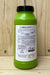 A green plastic bottle of Regalia CG biofungicide, shown from the back with a white label, set against a light wood plank background.