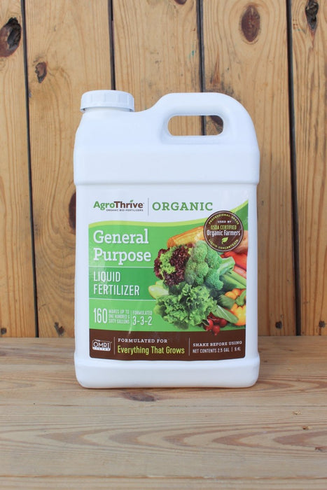 AgroThrive Organic General Purpose (3 - 3 - 2) - 2.5 Gallon - Seven Springs Farm Supply