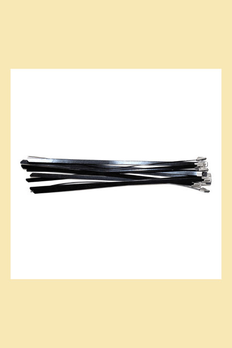 Cable Zip Ties 8" Stainless Steel/Self Locking/Black - 100 Pack - Seven Springs Farm Supply