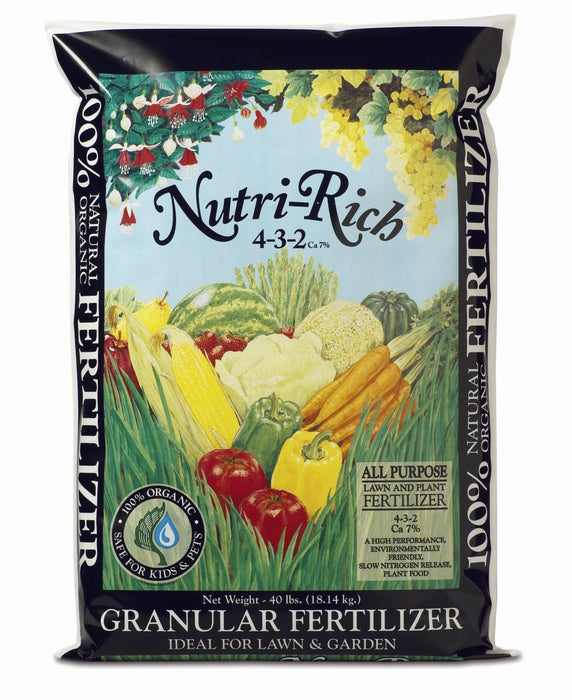 Nutri - Rich (4 - 3 - 2) Calcium 7% All Purpose Granular Fertilizer - 50 x 40 lb Bags - Seven Springs Farm Supply
