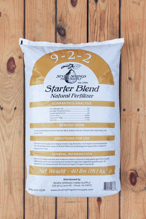 Seven Springs Starter Blend Natural Fertilizer (9-2-2) - 40 lb - Seven Springs Farm Supply