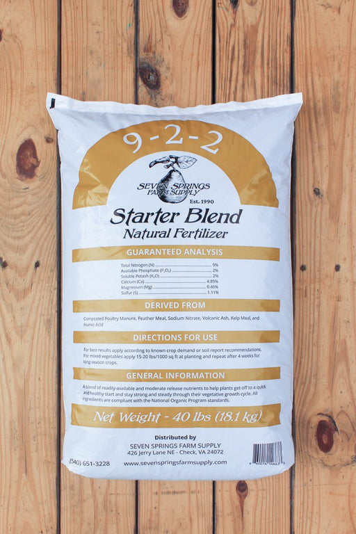 Seven Springs Starter Blend Natural Fertilizer (9-2-2) - 40 lb - Seven Springs Farm Supply