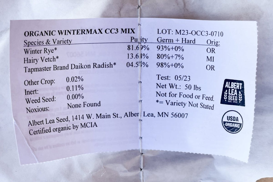 WinterMax CC3 OG - Rye/Vetch/Radish - 50 lb Bag - Seven Springs Farm Supply