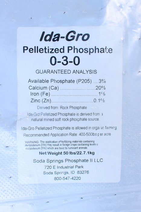 Rock Phosphate Pelletized (0-3-0) - 50 lb Bag