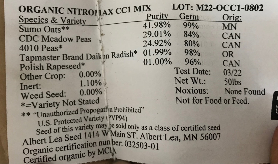NitroMax CC1 OG - Oats/Peas/Radish - 50 lb Bag