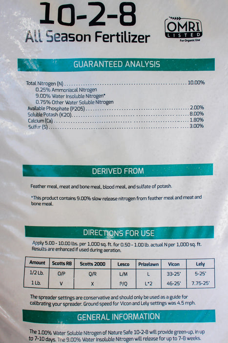 Nature Safe All Season Fertilizer (10-2-8) 50 lb Bag