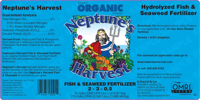 Neptune's Harvest Liquid Fish & Seaweed Fertilizer (2-3-0.5) - 55 Gallons