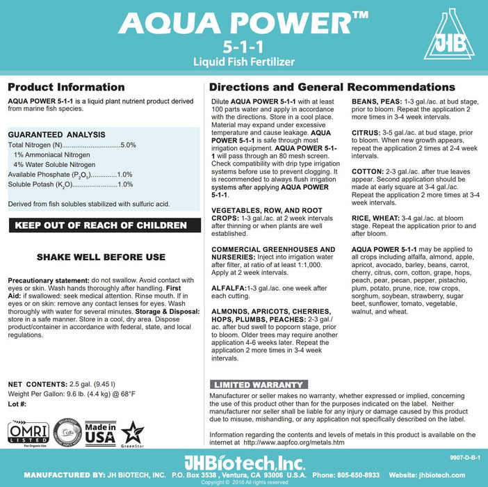Aqua Power Liquid Fish Fertilizer (5-1-1) - 1 Gallon