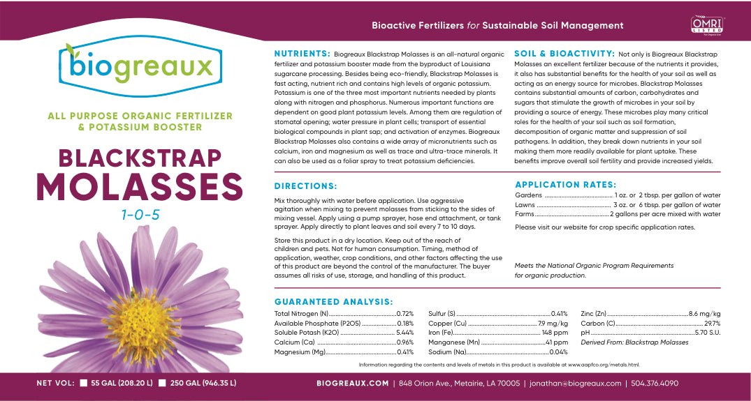 Biogreaux Blackstrap Molasses (1 - 0 - 5) 5 Gallon - Seven Springs Farm Supply