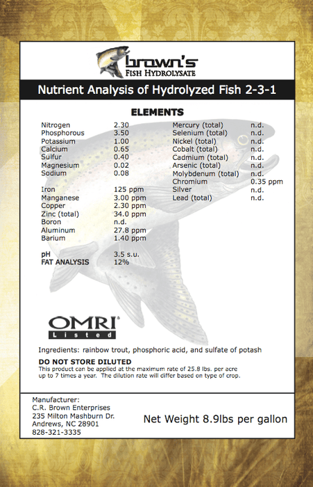 Brown's Fish Fertilizer (2 - 3 - 1) - 55 Gallons - Seven Springs Farm Supply