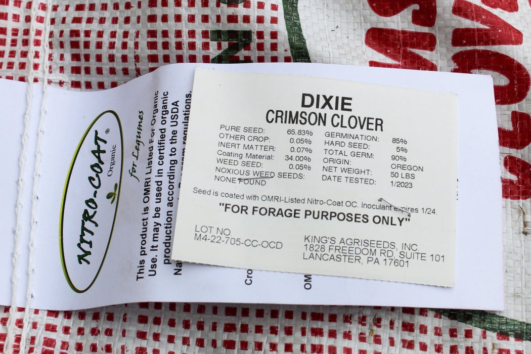 Clover - Crimson Cover Crop Seed - 50 lb Bag - Seven Springs Farm Supply