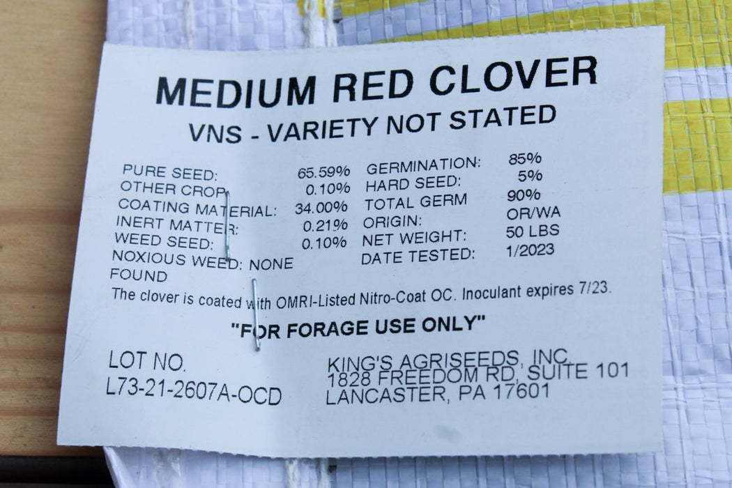 Clover - Medium Red NON OG Cover Crop Seed - 50 lb Bag - Seven Springs Farm Supply