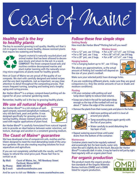 Coast of Maine Bar Harbor Premium Potting Soil - 60 cu ft Sling - Seven Springs Farm Supply