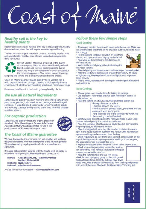 Coast of Maine Sprout Island Blend Organic Seed Starter - 2 cu ft Bag - Seven Springs Farm Supply