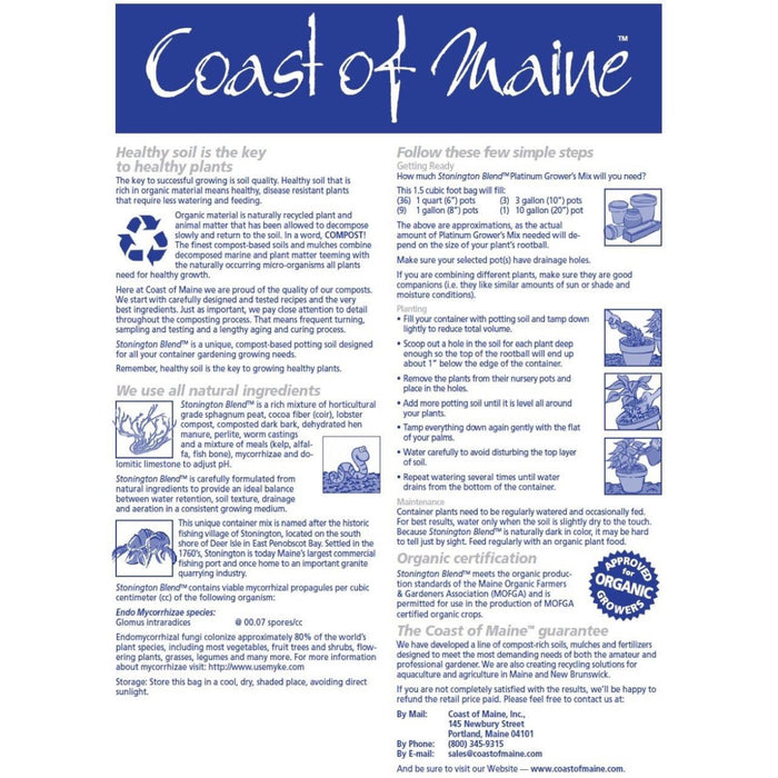 Coast of Maine Stonington Platinum Growers Mix - 1.5 cu ft Bag - Seven Springs Farm Supply