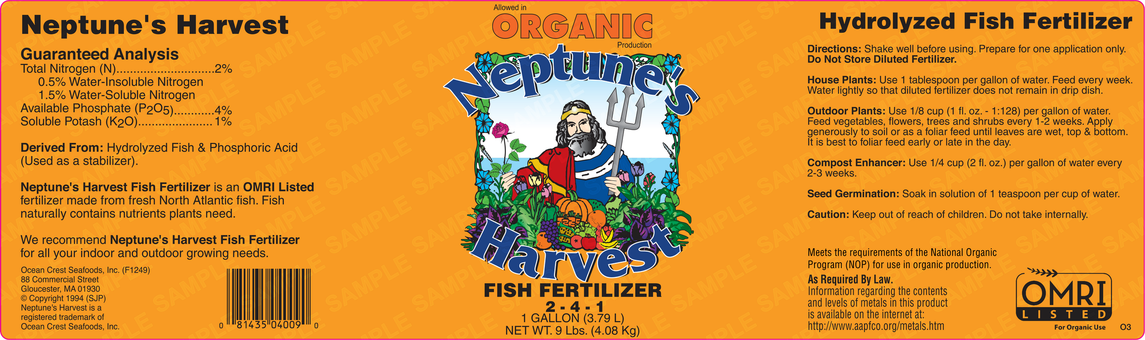 Neptune's Harvest Liquid Fish Fertilizer (2-4-1) - 1 Gallon
