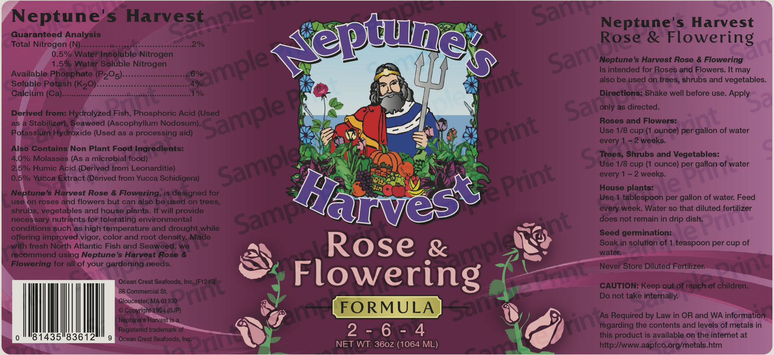 Neptune's Harvest Rose & Flowering (2-6-4) - 1 Quart