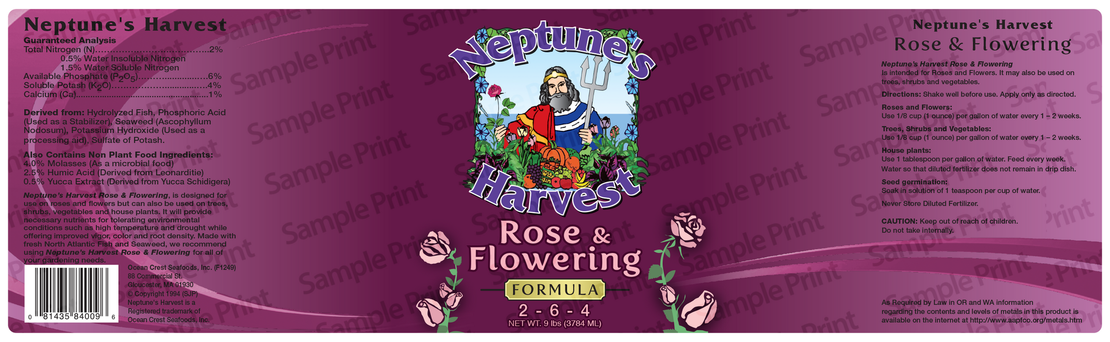 Neptune's Harvest Rose & Flowering (2-6-4) - 1 Gallon