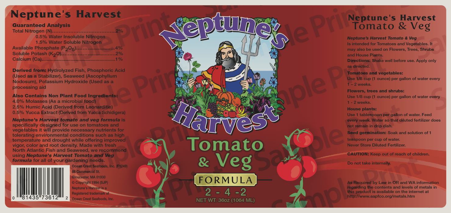 Neptune's Harvest Tomato & Veg (2-4-2) - 1 Quart