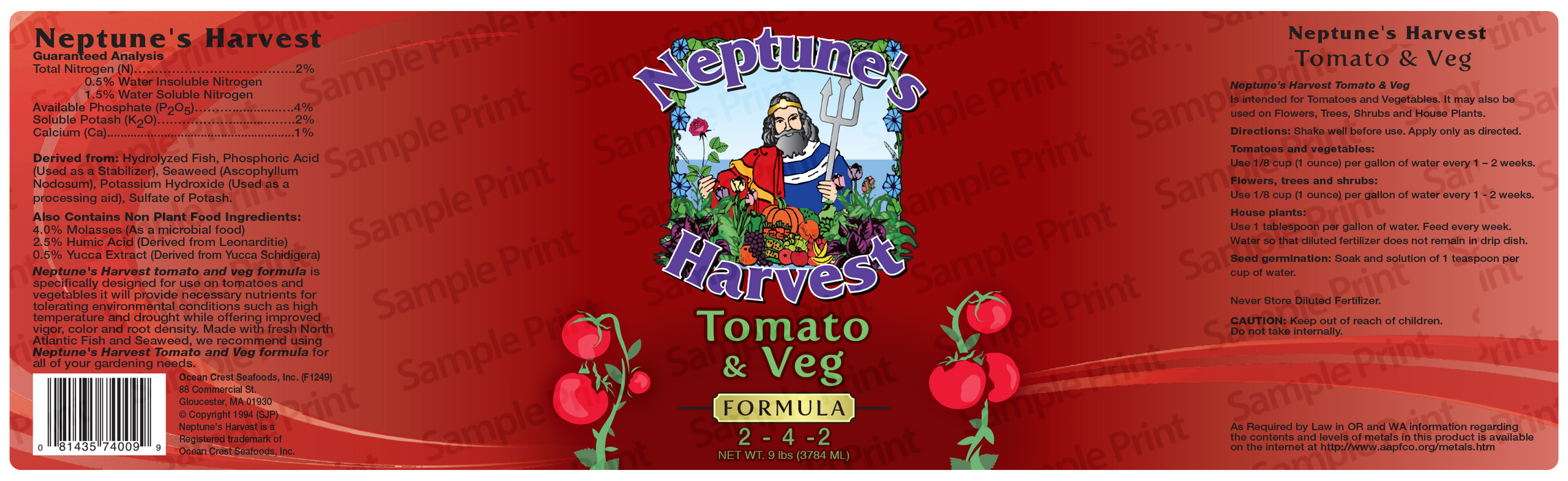 Neptune's Harvest Tomato & Veg (2-4-2) - 1 Gallon