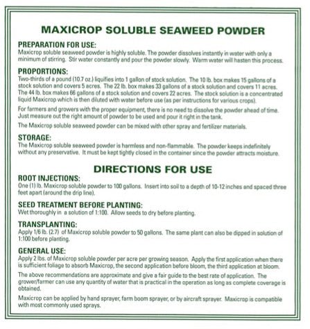 Maxicrop Soluble Seaweed Powder (0 - 0 - 17) - 10.7 oz - Seven Springs Farm Supply