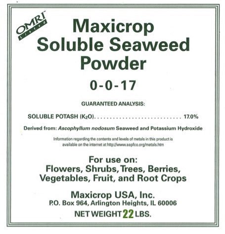 Maxicrop Soluble Seaweed Powder (0 - 0 - 17) - 22 lb - Seven Springs Farm Supply