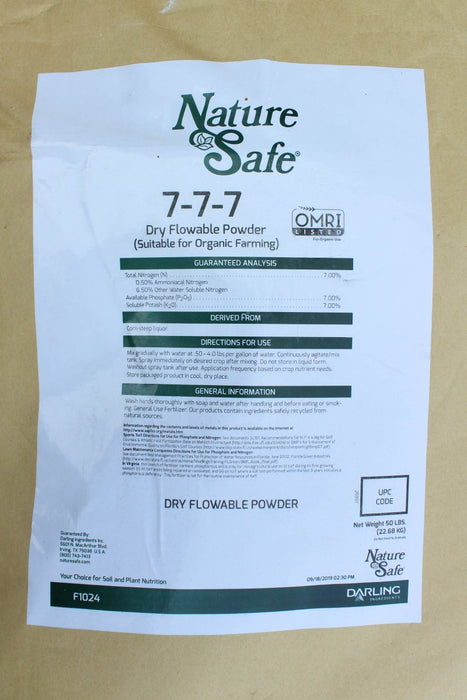 Nature Safe (7 - 7 - 7) Soluble Powder - 50 lb Bag - Seven Springs Farm Supply