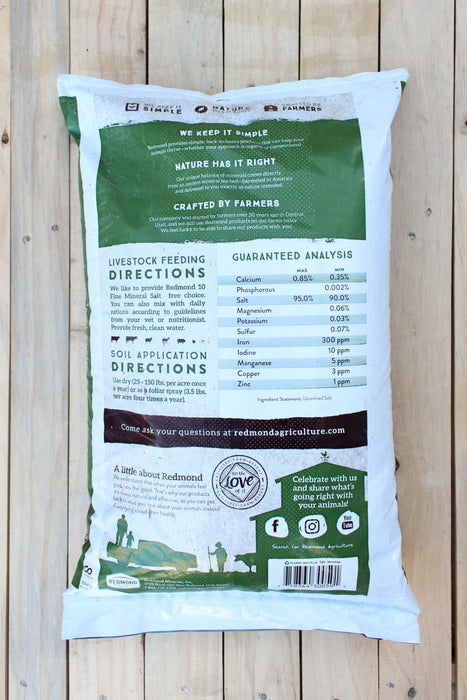 Redmond Agriculture 10 Fine Premium Mineral Salt - 50 lb Bag - Seven Springs Farm Supply