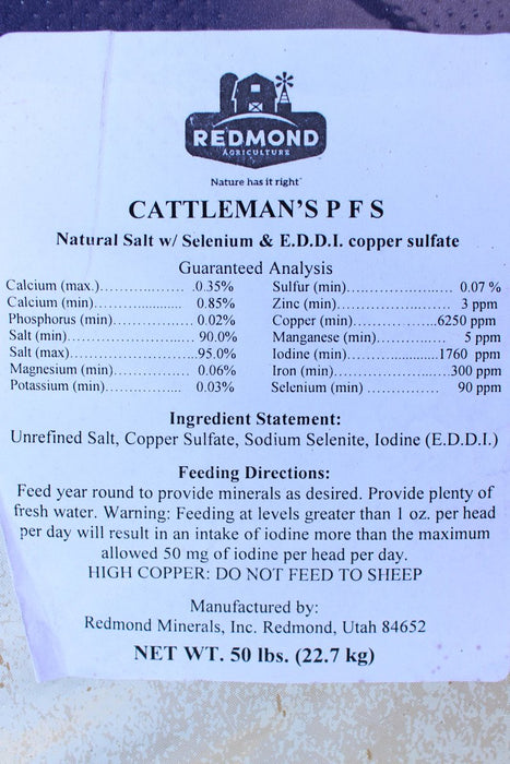 Redmond Cattleman's PFS Blend - 50 lb Bag - Seven Springs Farm Supply