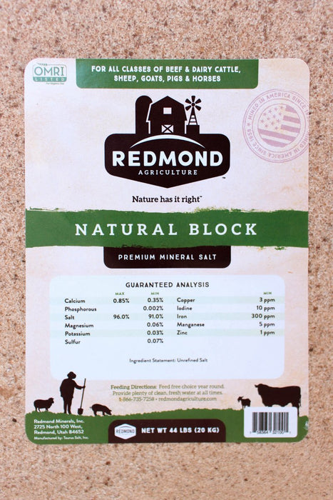 Redmond Natural Salt Blocks - 44 lb Block - Seven Springs Farm Supply