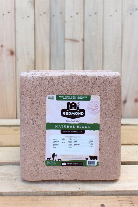 Redmond Natural Salt Blocks - 44 lb Block - Seven Springs Farm Supply
