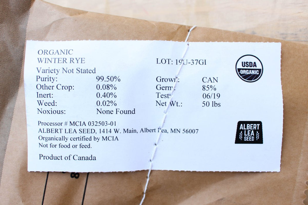 Winter Rye OG - VNS Cover Crop Seed - 50 lb Bag - Seven Springs Farm Supply