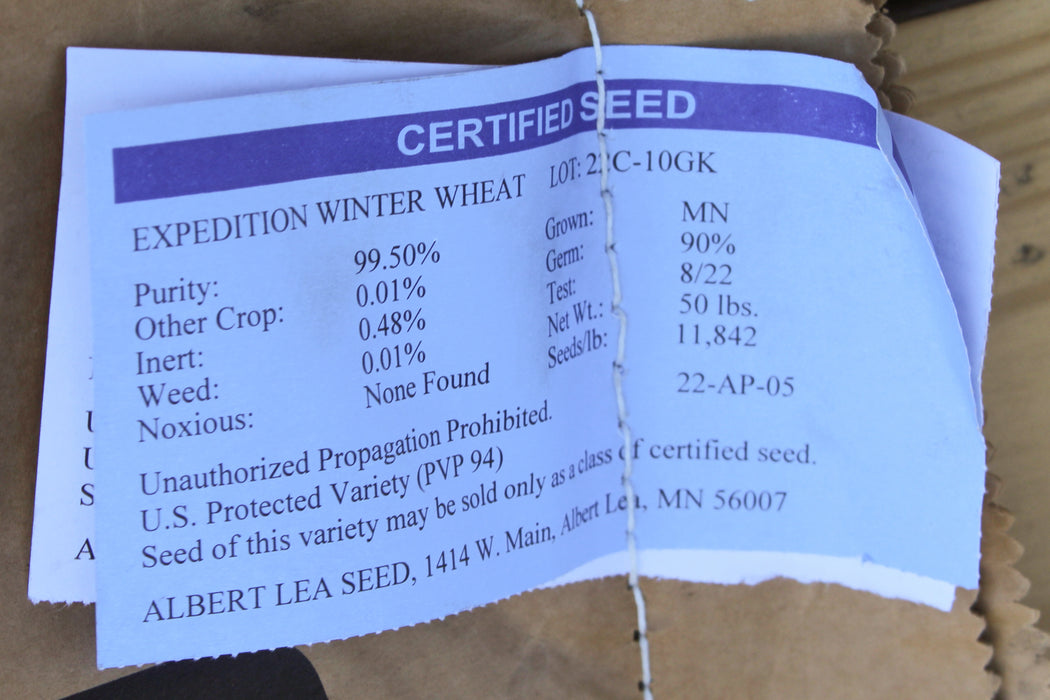 Winter Wheat OG - Red Hard Cover Crop Seed - 50 lb Bag